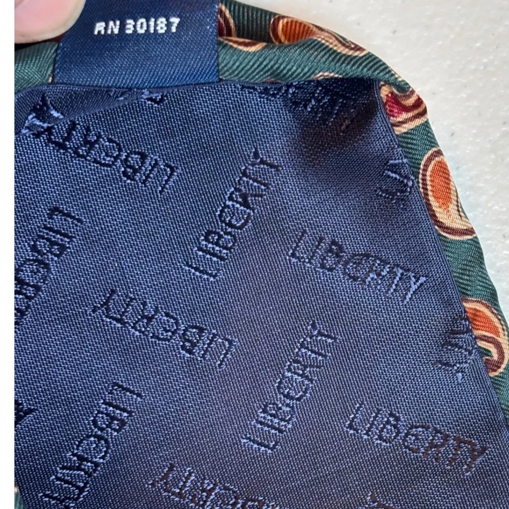 Liberty of London Silk Paisley Tie Green‎ Burgundy Orange Men's Necktie